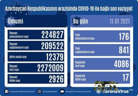 Azərbaycanda daha 17 nəfər koronavirusdan öldü: 176 yeni yoluxma - FOTO