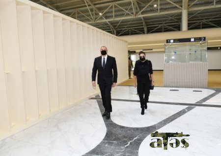 İlham Əliyev və Mehriban Əliyeva Füzuli aeroportunda - FOTOLAR