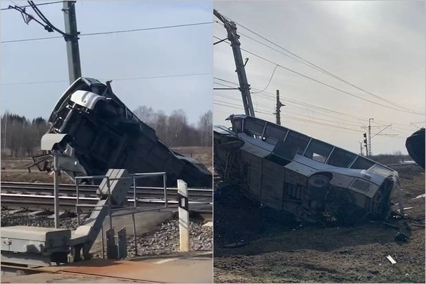 Rusiyada sürət qatarı ilə sərnişin avtobusu toqquşub: Ölənlər və yaralananlar var - FOTO