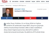 “Sabah” qəzeti: Azərbaycan BRICS-in Qərbə “pəncərəsi” ola bilər